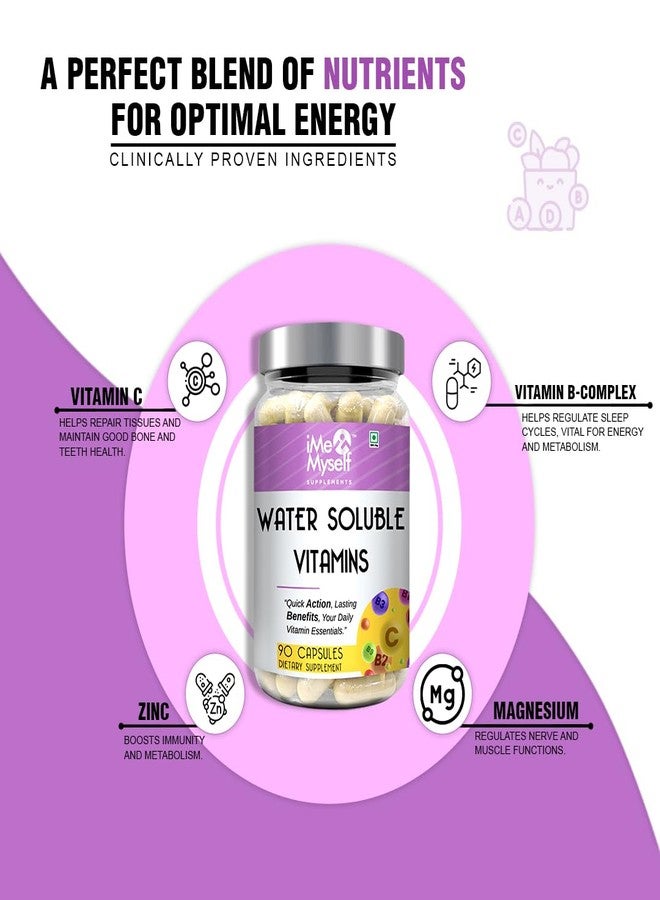 iMeMyself Water-Soluble Vitamins 90 Capsules | Daily Nutrition Capsules - 90 Count | Quick Absorption B Complex + C - Image 3